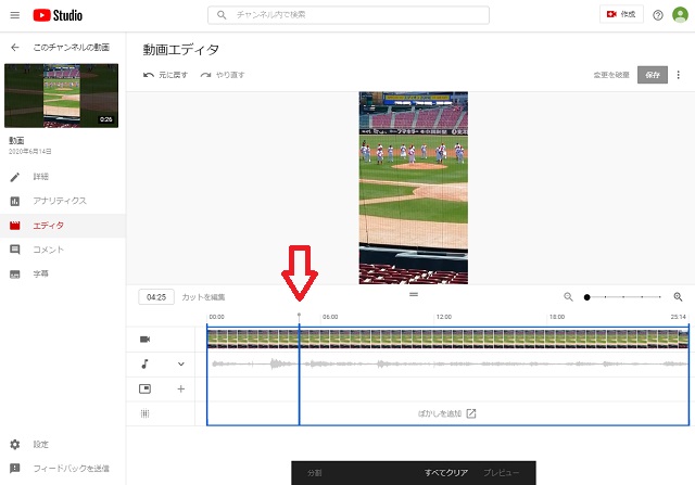 分割箇所が青い線で表示